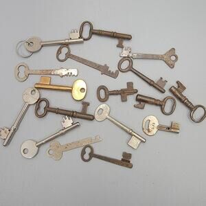 Vintage Antique Lot Of 17 Skeleton Keys